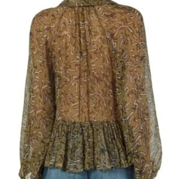 Joie Becki Printed Peplum 100% Silk Blouse - Picture 4 of 8